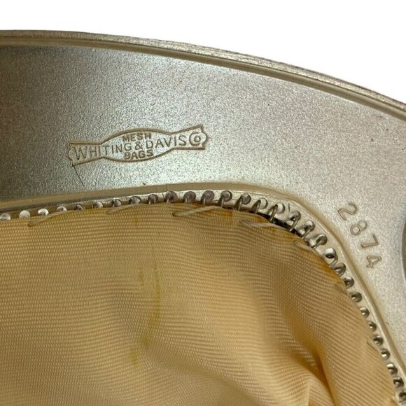 Whiting and Davis Mesh Evening Bag With Mirror Shiny Silver 2874 Vtg 50s USA - Picture 10 of 12